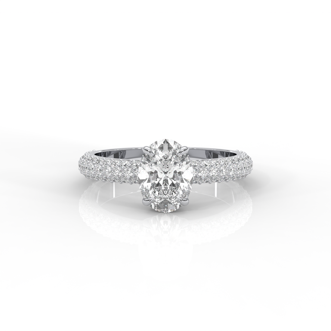 Diamond Ring Solitaire Oval with Brilliants on Band
