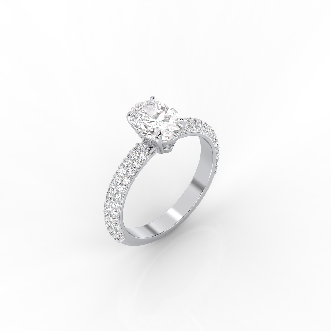 Diamond Ring Solitaire Oval with Brilliants on Band