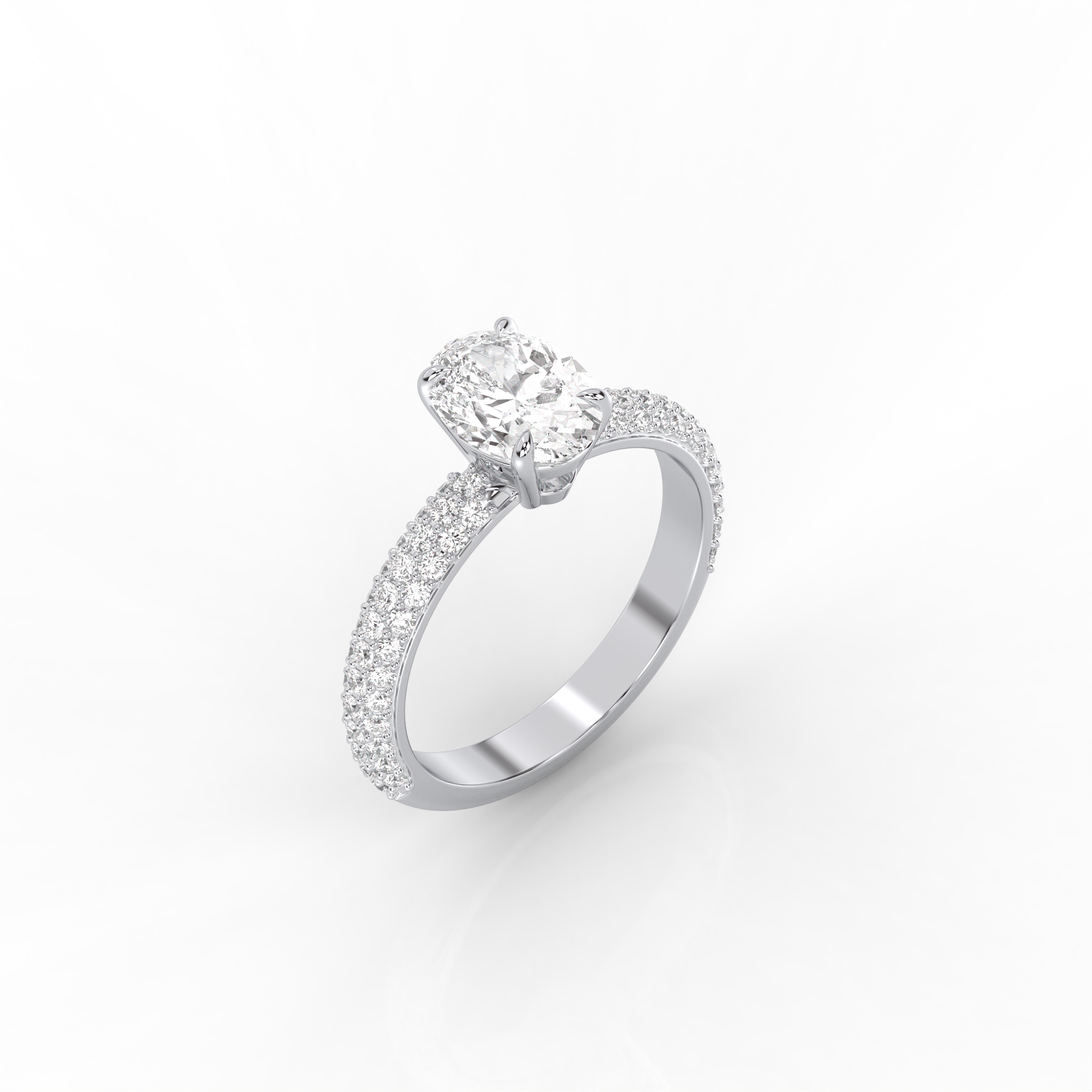 Diamond Ring Solitaire Oval with Brilliants on Band