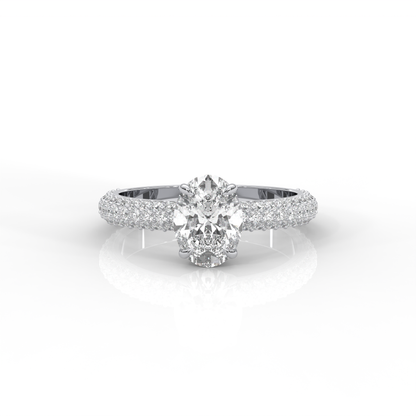 Diamond Ring Solitaire Oval with Brilliants on Band