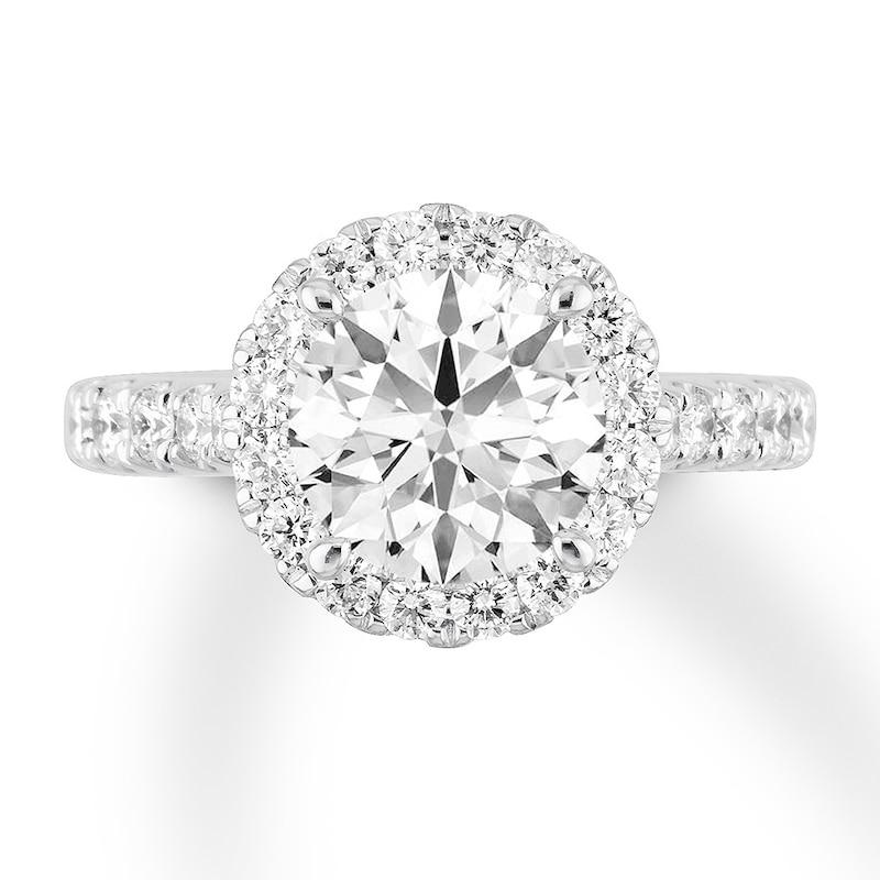 Lab Grown Diamond Ring Brilliant Solitaire Halo with BR on Band