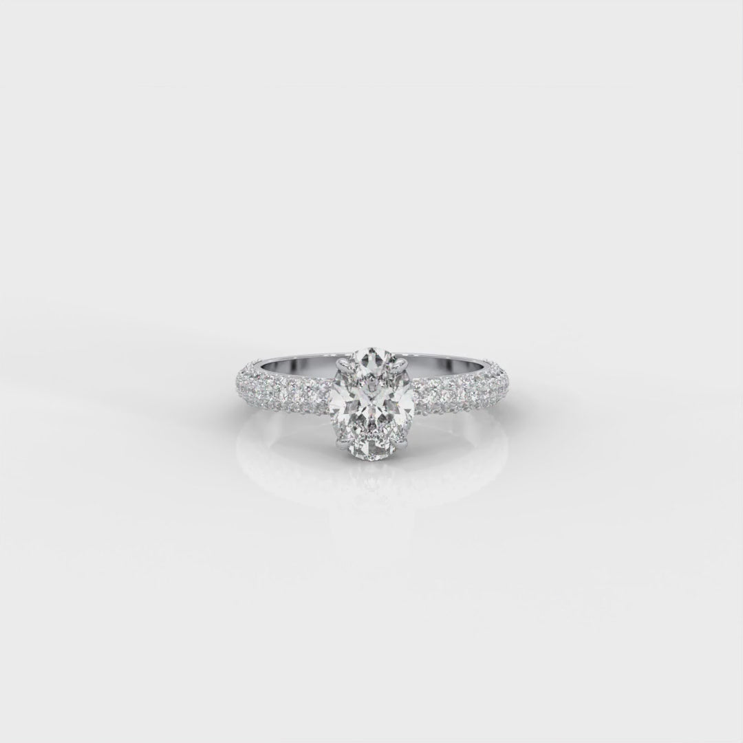 Diamond Ring Solitaire Oval with Brilliants on Band